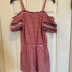 Red and White Striped Off-Shoulder Romper